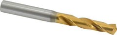 OSG - 0.332" 130° Spiral Flute Cobalt Screw Machine Drill Bit - TiN Finish, Right Hand Cut, 1-11/16" Flute Length, 3-1/2" OAL, Standard Point, Straight Shank - Apex Tool & Supply