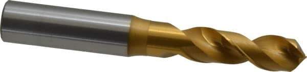 OSG - 13.5001mm 120° Spiral Flute Vanadium High Speed Steel Screw Machine Drill Bit - TiN Finish, Right Hand Cut, 54mm Flute Length, 114mm OAL, Faceted Point, Straight Shank - Apex Tool & Supply