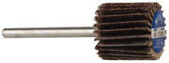 Merit Abrasives - 5/8" Diam x 5/8" Face Width, Medium Aluminum Oxide Coated Mounted Flap Wheel - 1/8" Shank Mount, 80 Grit, Cloth Backing, 37,000 Max RPM - Apex Tool & Supply