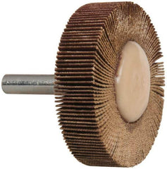 Merit Abrasives - 2" Diam x 1/2" Face Width, Very Fine Aluminum Oxide Coated Mounted Flap Wheel - 1/4" Shank Mount, 180 Grit, Cloth Backing, 25,000 Max RPM - Apex Tool & Supply