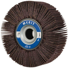 Merit Abrasives - 6" Diam, 60 Grit Aluminum Oxide Unmounted Flap Wheel - 1" Hole, 2" Wide, Coated, Medium Grade, 6,000 Max RPM , Cloth Backing - Apex Tool & Supply