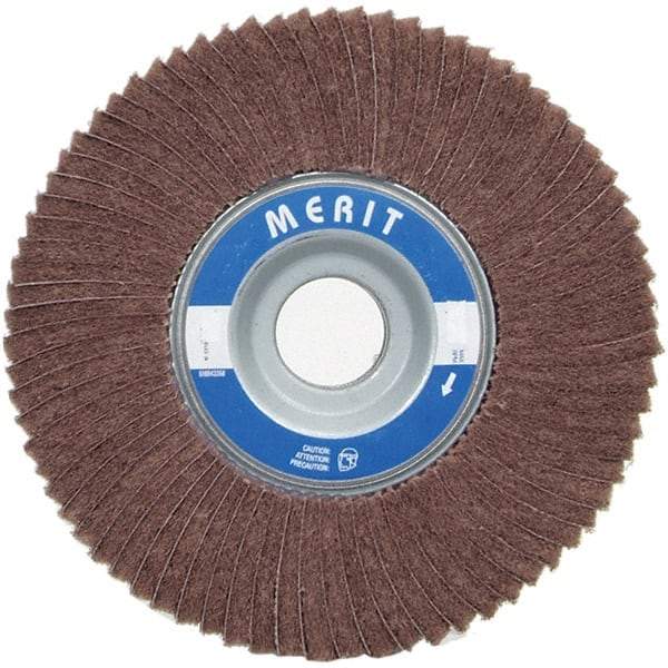 Merit Abrasives - 6" Diam, 60 Grit Ceramic Interleaf Flap Wheel - 1" Hole, 1" Wide, Coated, Medium Grade, 6,000 Max RPM , Cloth Backing - Apex Tool & Supply