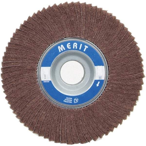 Merit Abrasives - 6" Diam, 80 Grit Ceramic Interleaf Flap Wheel - 1" Hole, 2" Wide, Coated, Medium Grade, 6,000 Max RPM , Cloth Backing - Apex Tool & Supply