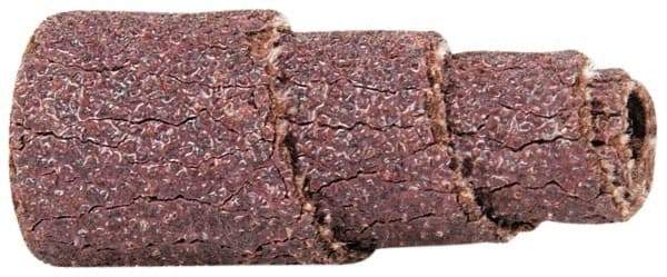 Merit Abrasives - 1" Long x 3/8" Diam, Aluminum Oxide, Full Taper Cartridge Roll - 60 Grit, 1/8" Pilot Hole Diam, Medium Grade - Apex Tool & Supply