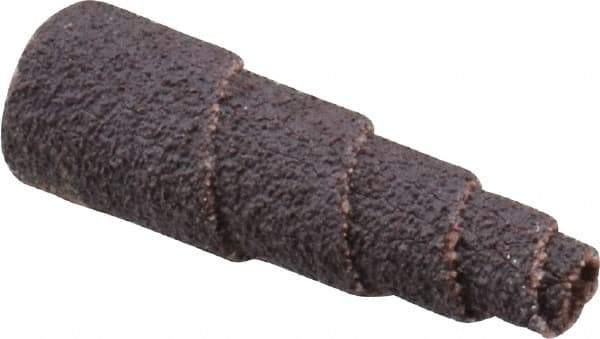 Merit Abrasives - 1-1/2" Long x 1/2" Diam, Aluminum Oxide, Full Taper Cartridge Roll - 60 Grit, 1/8" Pilot Hole Diam, Medium Grade - Apex Tool & Supply