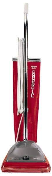 Sanitaire - Single Motor Heavy-Duty Upright Vacuum Cleaner - 12" Cleaning Width, 7" Amps, 3-Position Adjustable Handle, Red - Apex Tool & Supply