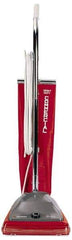 Sanitaire - Single Motor Heavy-Duty Upright Vacuum Cleaner - 12" Cleaning Width, 7" Amps, 3-Position Adjustable Handle, Red - Apex Tool & Supply