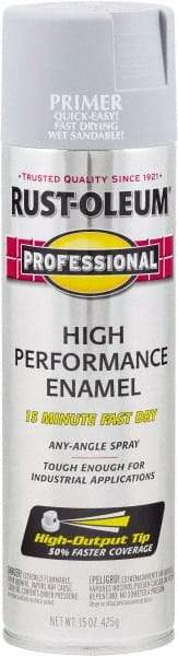 Rust-Oleum - 15 oz Gray Aerosol Primer - 14 Sq Ft/Gal, Direct to Metal, Quick Drying, Interior/Exterior - Apex Tool & Supply