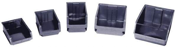 Quantum Storage - 150 Lb. Load Capacity, 19-3/4" Deep, Black Polyethylene Hopper Stacking Bin - 5-7/8" High x 12-3/8" Wide x 19-3/4" Long - Apex Tool & Supply