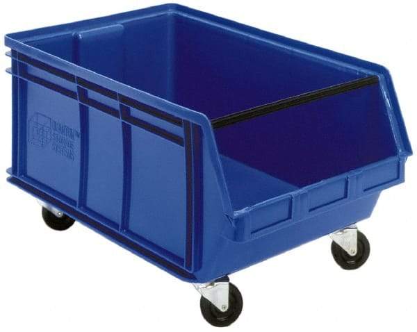 Quantum Storage - 300 Lb. Load Capacity, 29" Deep, Blue Polyethylene Hopper Stacking Bin - 14-7/8" High x 18-3/8" Wide x 29" Long - Apex Tool & Supply