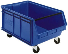 Quantum Storage - 300 Lb. Load Capacity, 29" Deep, Green Polyethylene Hopper Stacking Bin - 14-7/8" High x 18-3/8" Wide x 29" Long - Apex Tool & Supply