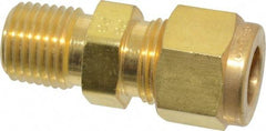 Parker - 3/8" OD, Brass Male Connector - 2,300 Max Working psi, 11/16" Hex, Comp x MNPT Ends - Apex Tool & Supply
