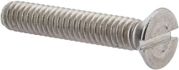 Value Collection - 1/4-20 UNC, 1-1/2" OAL Slotted Drive Machine Screw - Flat Head, Grade 316 Stainless Steel, Uncoated, Without Washer - Apex Tool & Supply
