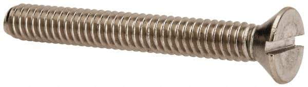 Value Collection - 1/4-20 UNC, 2" OAL Slotted Drive Machine Screw - Flat Head, Grade 316 Stainless Steel, Uncoated, Without Washer - Apex Tool & Supply