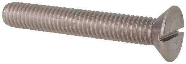 Value Collection - 3/8-16 UNC, 2-1/2" OAL Slotted Drive Machine Screw - Flat Head, Grade 316 Stainless Steel, Uncoated, Without Washer - Apex Tool & Supply