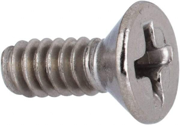 Value Collection - #6-32 UNC, 3/8" OAL Phillips Drive Machine Screw - Flat Head, Grade 316 Stainless Steel, Uncoated, Without Washer - Apex Tool & Supply