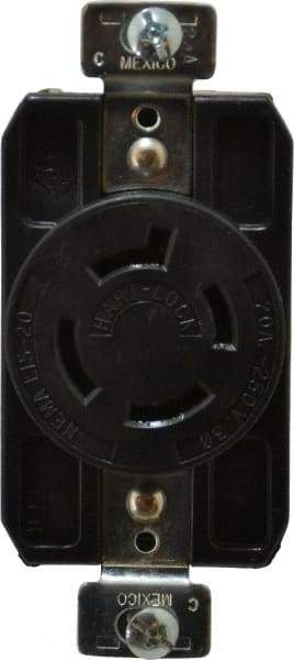 Cooper Wiring Devices - 250 VAC, 20 Amp, L15-20R NEMA, Self Grounding Receptacle - 3 Poles, 4 Wire, Female End, Black - Apex Tool & Supply