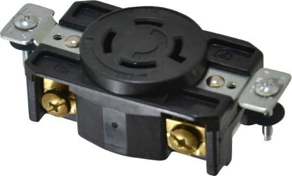 Cooper Wiring Devices - 480 VAC, 20 Amp, L16-20R NEMA, Self Grounding Receptacle - 3 Poles, 4 Wire, Female End, Black - Apex Tool & Supply