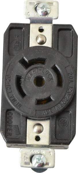 Cooper Wiring Devices - 120/208 VAC, 20 Amp, L21-20R NEMA, Self Grounding Receptacle - 4 Poles, 5 Wire, Female End, Black - Apex Tool & Supply