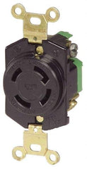 Cooper Wiring Devices - 277/480 VAC, 30 Amp, L22-30R NEMA, Self Grounding Receptacle - 4 Poles, 5 Wire, Female End, Black - Apex Tool & Supply