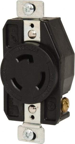 Cooper Wiring Devices - 250 VAC, 20 Amp, L6-20R NEMA, Self Grounding Receptacle - 2 Poles, 3 Wire, Female End, Black - Apex Tool & Supply