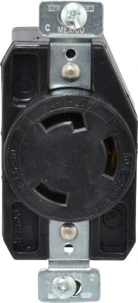 Cooper Wiring Devices - 250 VAC, 30 Amp, L6-30R NEMA, Self Grounding Receptacle - 2 Poles, 3 Wire, Female End, Black - Apex Tool & Supply