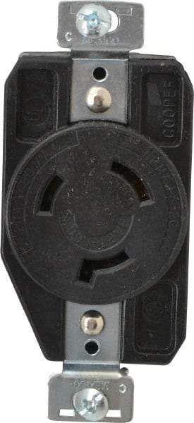 Cooper Wiring Devices - 480 VAC, 20 Amp, L8-20R NEMA, Self Grounding Receptacle - 2 Poles, 3 Wire, Female End, Black - Apex Tool & Supply