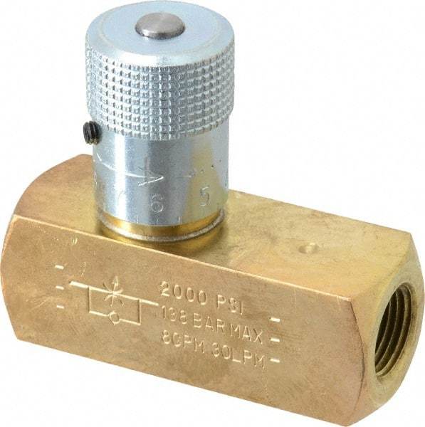 Parker - 8 GPM 3/8 Inlet Brass Hydraulic Control Valve - 3/8-18 Thread - Apex Tool & Supply