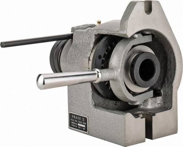 Phase II - 5C Compatible, 24 Increment, Horizontal & Vertical Standard Collet Indexer - 4-1/2" High Center, 1-1/8" Max Collet Capacity, Manual Operation - Apex Tool & Supply
