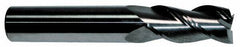 Accupro - 11/16", 1" LOC, 3/4" Shank Diam, 3" OAL, 3 Flute, Solid Carbide Square End Mill - Single End, Uncoated, Spiral Flute, 40° Helix, Centercutting, Right Hand Cut, Right Hand Flute - Apex Tool & Supply