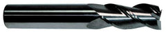 Accupro - 11/16", 1-1/2" LOC, 3/4" Shank Diam, 4" OAL, 3 Flute, Solid Carbide Square End Mill - Single End, TiCN Finish, Spiral Flute, 40° Helix, Centercutting, Right Hand Cut, Right Hand Flute - Apex Tool & Supply