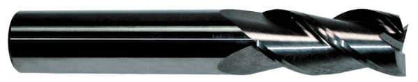 Accupro - 5/8", 2-1/8" LOC, 5/8" Shank Diam, 4-5/8" OAL, 3 Flute, Solid Carbide Square End Mill - Single End, TiCN Finish, Spiral Flute, 40° Helix, Centercutting, Right Hand Cut, Right Hand Flute - Apex Tool & Supply
