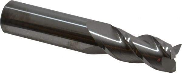Accupro - 11/16", 1-1/2" LOC, 3/4" Shank Diam, 4" OAL, 3 Flute, Solid Carbide Square End Mill - Single End, Uncoated, Spiral Flute, 40° Helix, Centercutting, Right Hand Cut, Right Hand Flute - Apex Tool & Supply