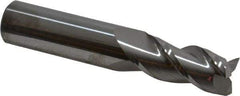Accupro - 11/16", 1-1/2" LOC, 3/4" Shank Diam, 4" OAL, 3 Flute, Solid Carbide Square End Mill - Single End, Uncoated, Spiral Flute, 40° Helix, Centercutting, Right Hand Cut, Right Hand Flute - Apex Tool & Supply