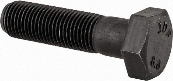 Value Collection - M12x1.25mm Metric Fine, 45mm Length Under Head Hex Head Cap Screw - Partially Threaded, Grade 8.8 Steel, Uncoated, 19mm Hex - Apex Tool & Supply