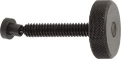 Gibraltar - 1/4-20 Knurled Shoulderless Swivel Pad Tip Grade C-12L14 Steel Thumb Screw - 1.9" OAL, 1" Head Diam x 5/16" Head Height, Black Oxide Finish - Apex Tool & Supply