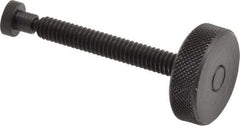Gibraltar - 1/4-20 Knurled Shoulderless Swivel Pad Tip Grade C-12L14 Steel Thumb Screw - 2.4" OAL, 1" Head Diam x 5/16" Head Height, Black Oxide Finish - Apex Tool & Supply