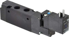 Parker - 1/8", 4-Way Body Ported Stacking Solenoid Valve - 24 VDC, 0.75 CV Rate, Air Return, 2.14" High x 4.67" Long - Apex Tool & Supply
