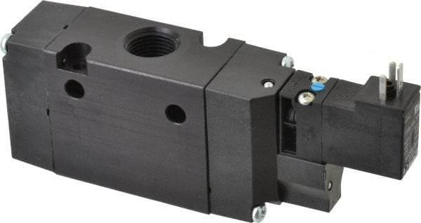 Parker - 3/8", 3-Way Body Ported Stacking Solenoid Valve - 120 VAC, 1.4 CV Rate, Air Return, 2.4" High x 5.29" Long - Apex Tool & Supply