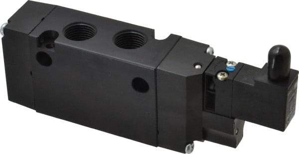 Parker - 3/8", 4-Way Body Ported Stacking Solenoid Valve - 24 VDC, 1.4 CV Rate, 2.4" High x 5.78" Long - Apex Tool & Supply