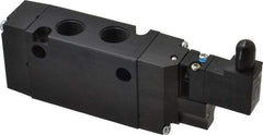 Parker - 3/8", 4-Way Body Ported Stacking Solenoid Valve - 24 VDC, 1.4 CV Rate, 2.4" High x 5.78" Long - Apex Tool & Supply