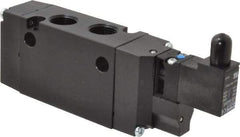 Parker - 3/8", 4-Way Body Ported Stacking Solenoid Valve - 120 VAC, 1.4 CV Rate, Air Return, 2.4" High x 5.78" Long - Apex Tool & Supply