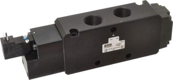 Parker - 3/4", 4-Way Body Ported Stacking Solenoid Valve - 120 VAC, 7 CV Rate, Air Return, 2.95" High x 9.13" Long - Apex Tool & Supply