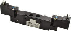 Parker - 1/8", 4-Way Body Ported Stacking Solenoid Valve - 24 VDC, 0.6 CV Rate, 2.14" High x 6.44" Long - Apex Tool & Supply