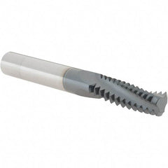 Iscar - UN, 0.39" Cutting Diam, 3 Flute, Solid Carbide Helical Flute Thread Mill - External Thread, 1.1" LOC, 3" OAL, 3/8" Shank Diam - Apex Tool & Supply