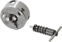 Bison - 3 Jaws, 2" Diam, Self Centering Manual Lathe Chuck - M14x1 Mount Spindle, Reversible, 4,000 Max RPM, 0.56" Through Hole Diam, Forged Steel - Apex Tool & Supply