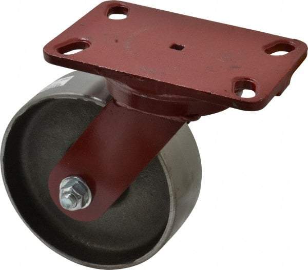 Hamilton - 6" Diam x 2" Wide x 7-3/4" OAH Top Plate Mount Swivel Caster - Forged Steel, 2,000 Lb Capacity, Roller Bearing, 4-1/2 x 6-1/2" Plate - Apex Tool & Supply
