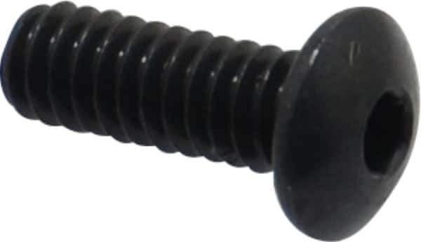 Camcar - #2-56 UNC Hex Socket Drive, Button Screw - Alloy Steel, Black Oxide Finish, Fully Threaded, 1/4" Length Under Head - Apex Tool & Supply