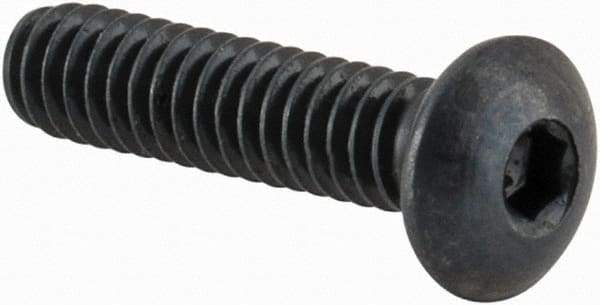 Camcar - #2-56 UNC Hex Socket Drive, Button Screw - Alloy Steel, Black Oxide Finish, Fully Threaded, 3/8" Length Under Head - Apex Tool & Supply