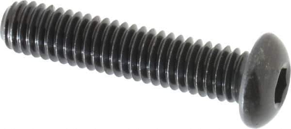 Made in USA - 5/16-18 UNC Hex Socket Drive, Button Screw - Alloy Steel, Black Oxide Finish, Fully Threaded, 1-1/2" Length Under Head - Apex Tool & Supply